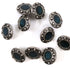 Buttons (Set of 10) - Pewter Studs | Metal | 11mm | Deep Turquoise